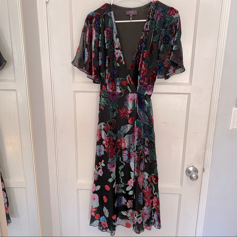 *SOLD* Hale Bob Maxi Dress Floral Velvet XS